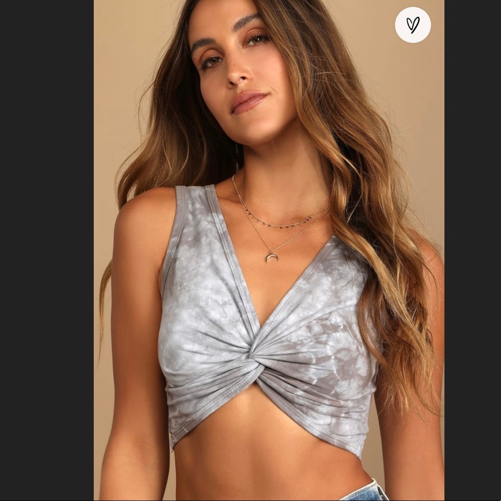 Grey Multi Tie-Dye Twisted Reversible Crop Top